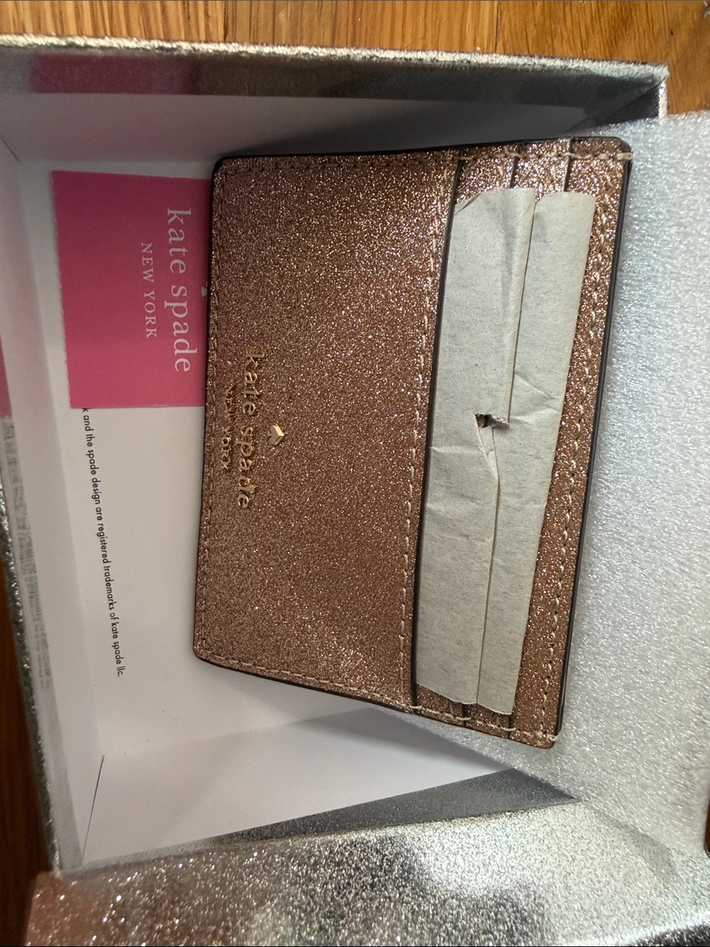kate spade Rose Gold Glitter Card Case